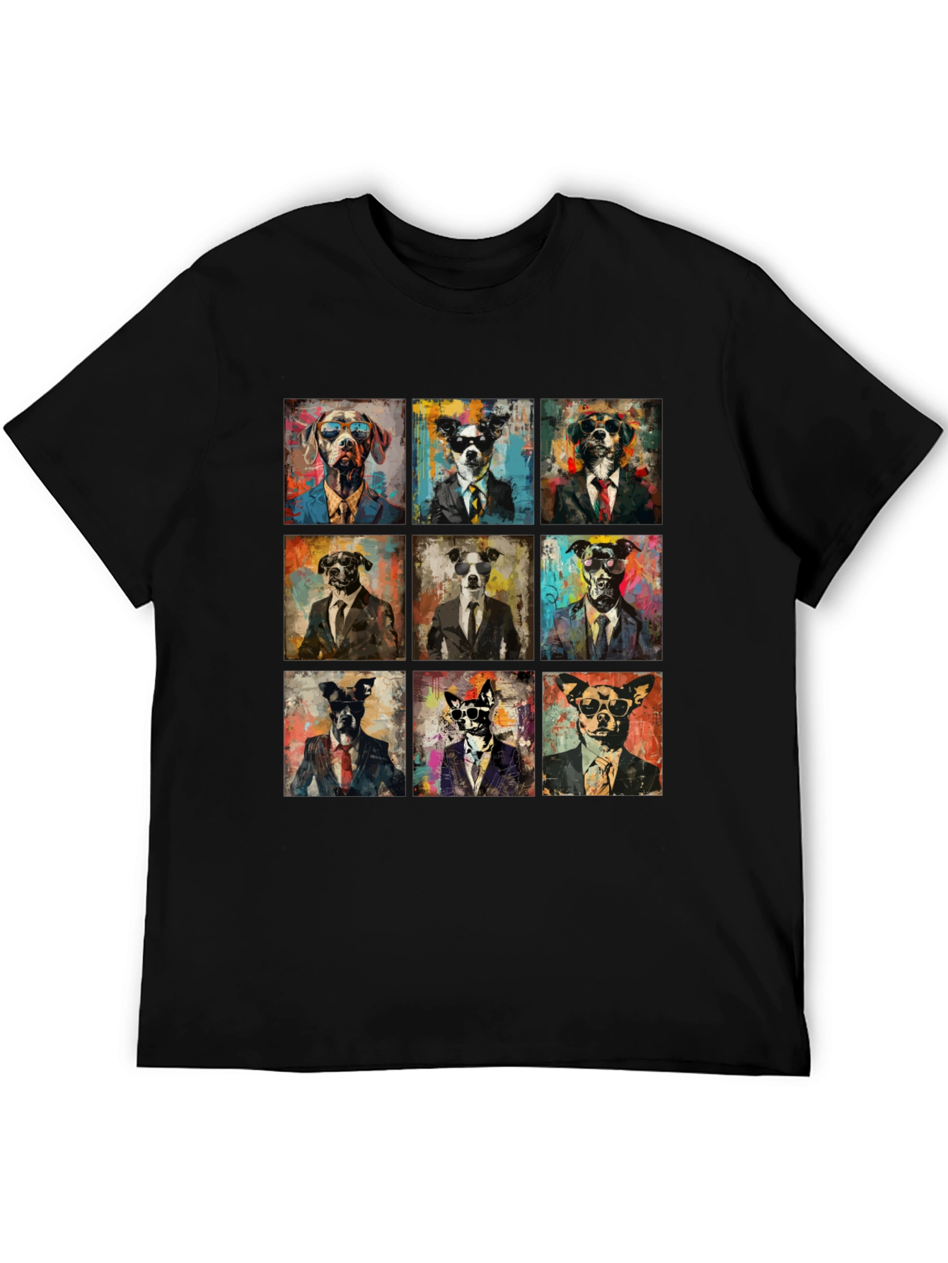 Dog Art Graphic Print Crewneck T-Shirt