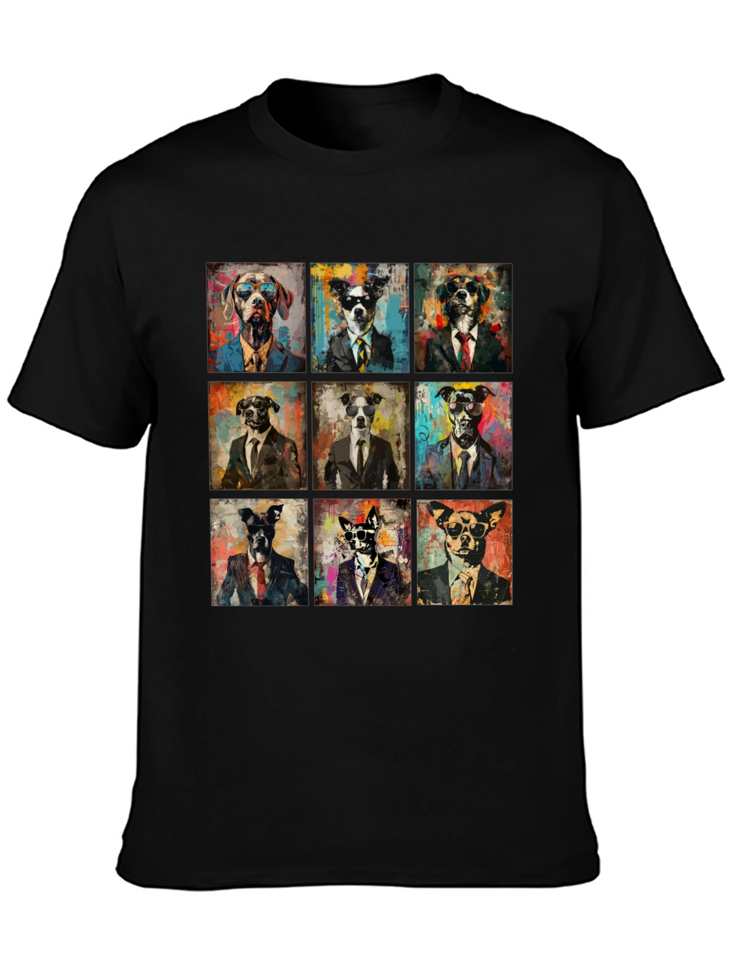 Dog Art Graphic Print Crewneck T-Shirt