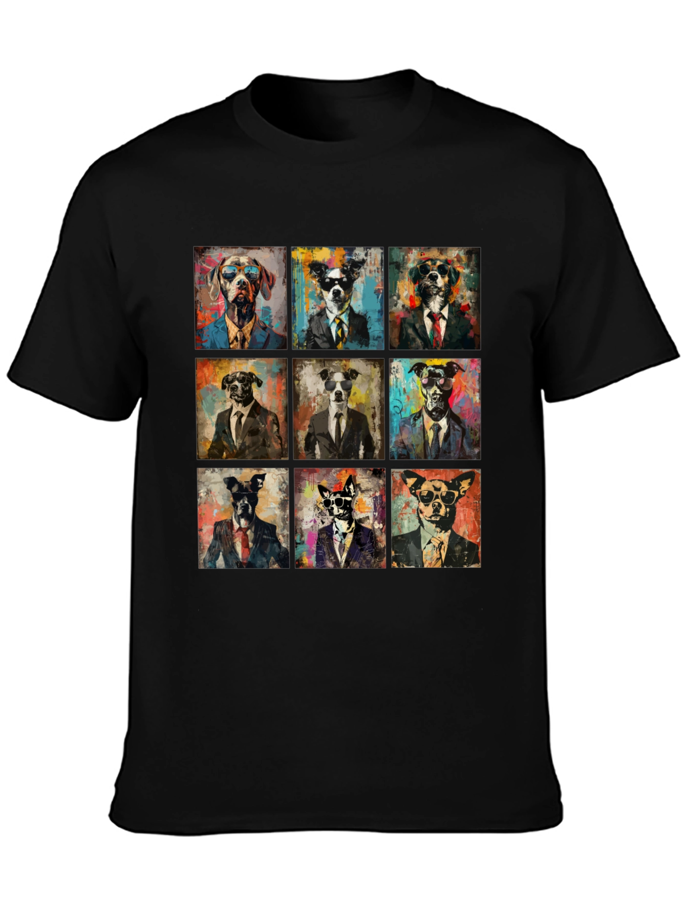 Dog Art Graphic Print Crewneck T-Shirt