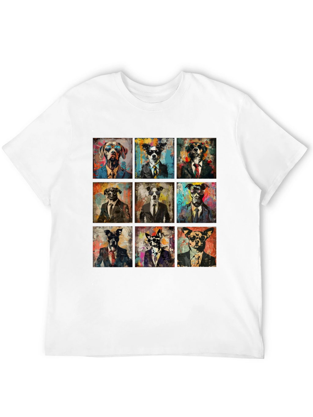 Dog Art Graphic Print Crewneck T-Shirt