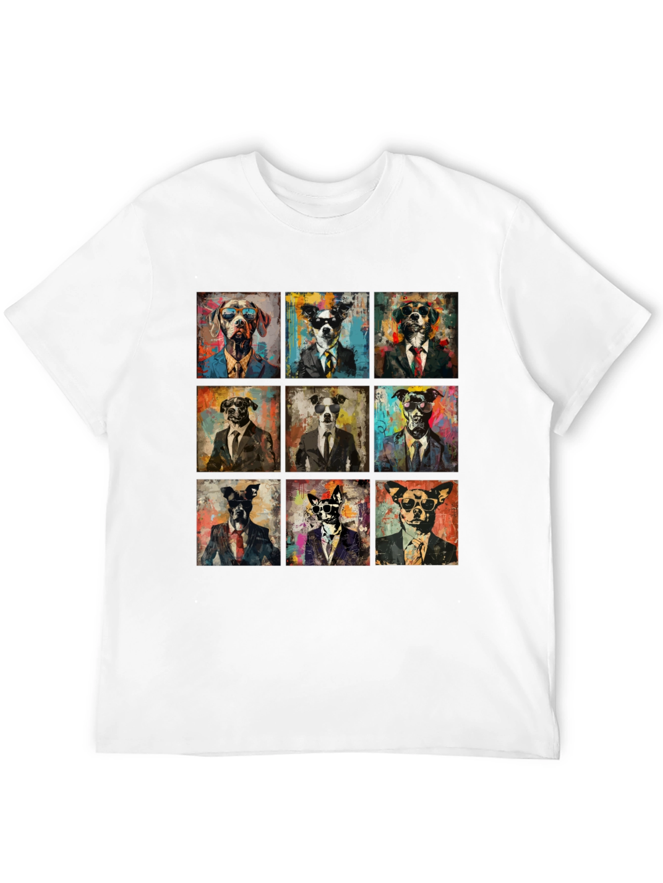 Dog Art Graphic Print Crewneck T-Shirt