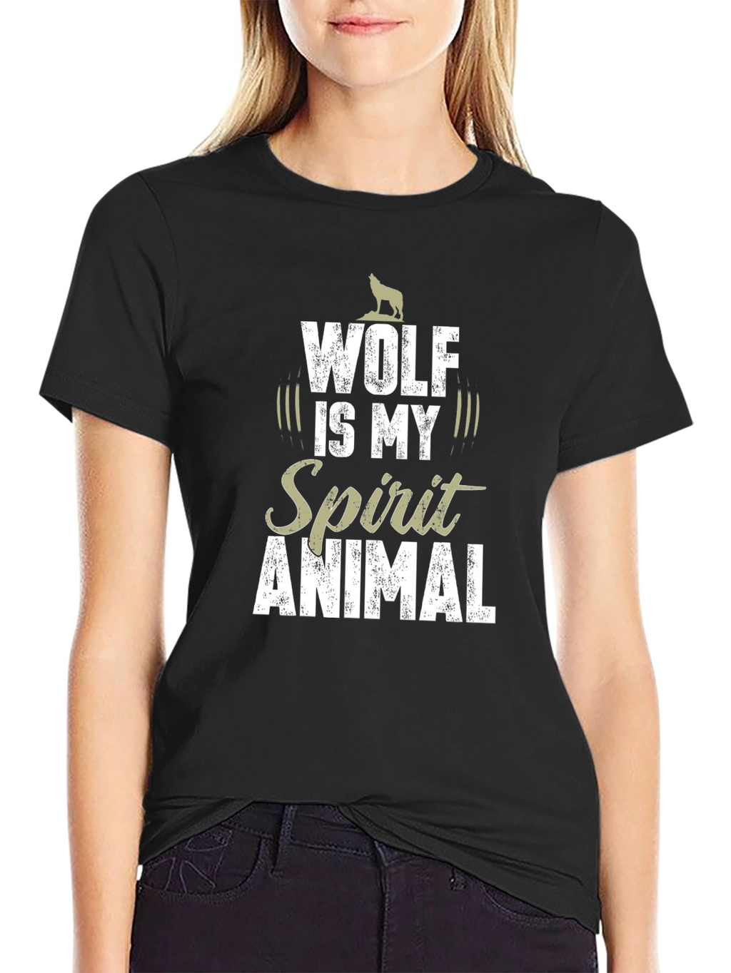Wolf Spirit Animal Graphic T-Shirt - Black