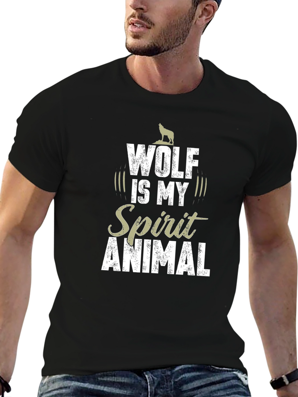 Wolf Spirit Animal Graphic T-Shirt - Black