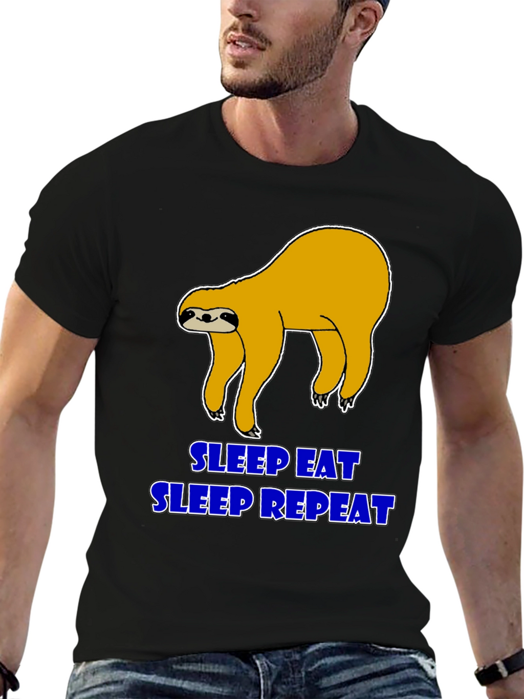 Sleep Eat Repeat Sloth Graphic T-Shirt