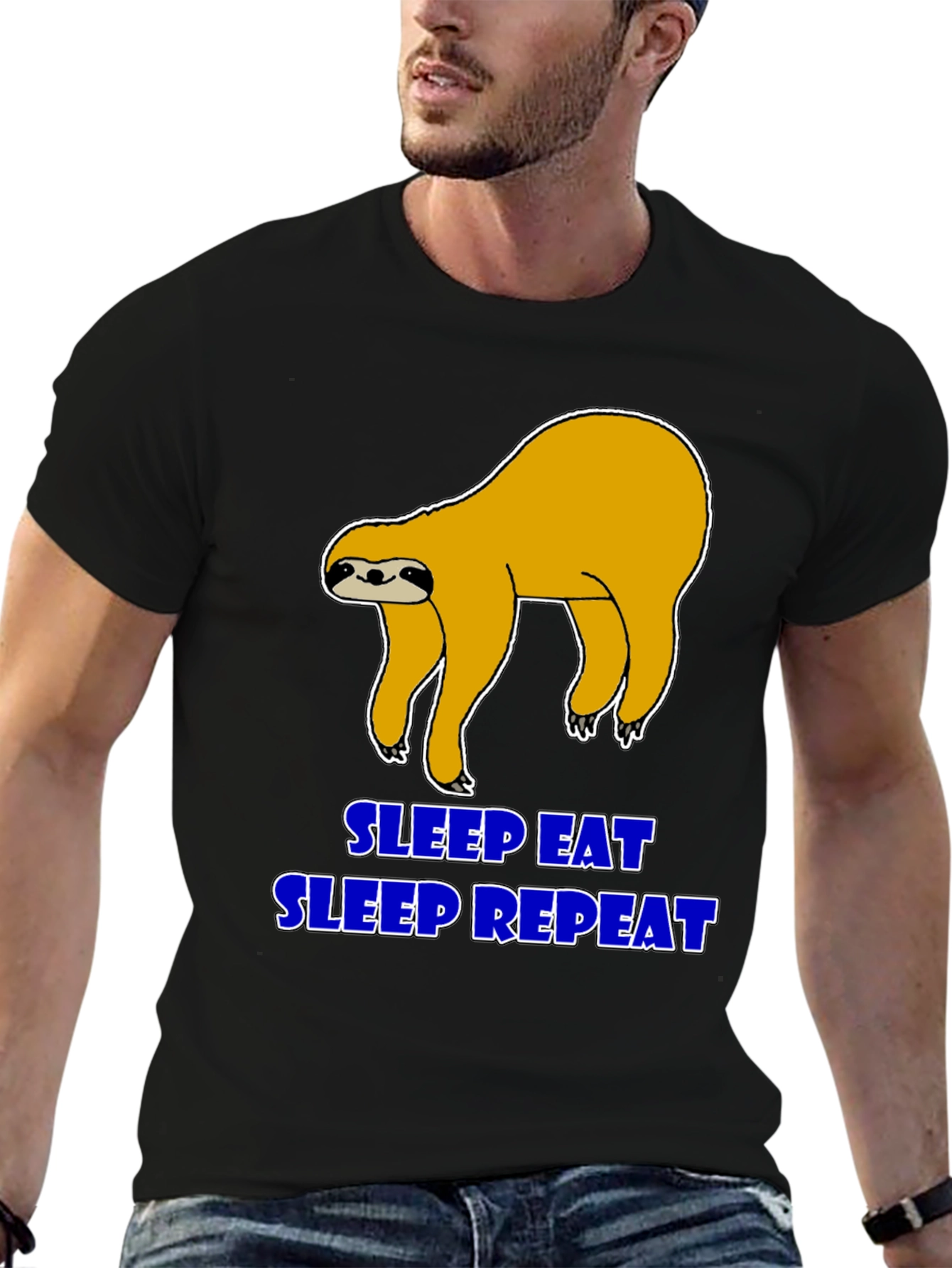 Sleep Eat Repeat Sloth Graphic T-Shirt