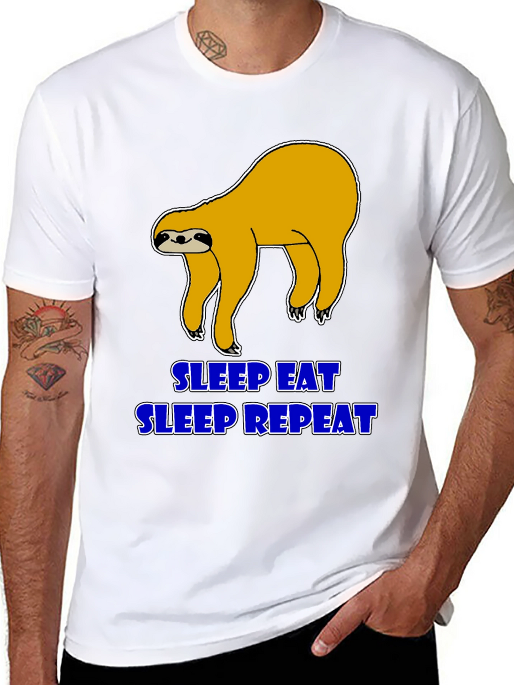 Sleep Eat Repeat Sloth Graphic T-Shirt