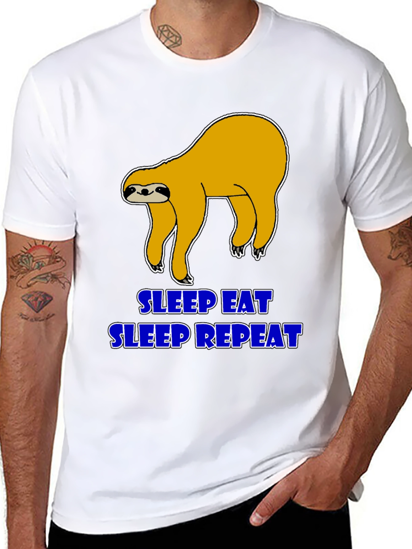 Sleep Eat Repeat Sloth Graphic T-Shirt