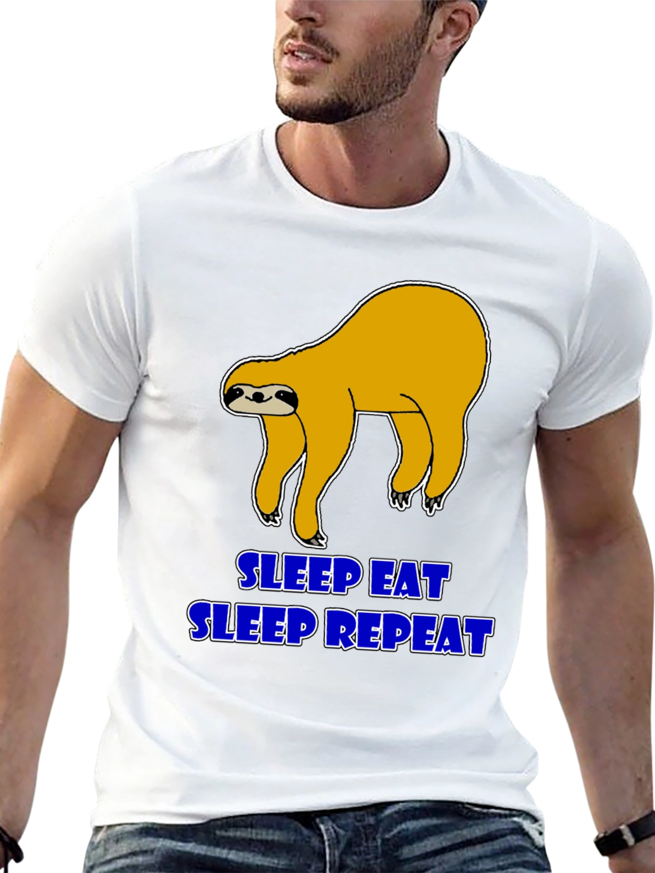 Sleep Eat Repeat Sloth Graphic T-Shirt