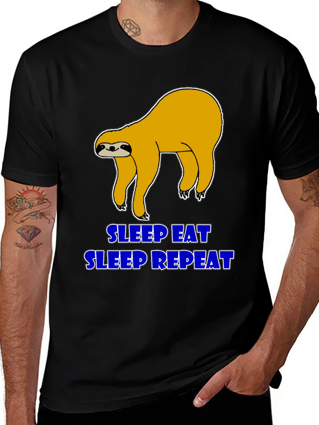 Sleep Eat Repeat Sloth Graphic T-Shirt