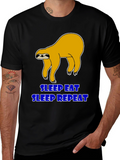 Sleep Eat Repeat Sloth Graphic T-Shirt