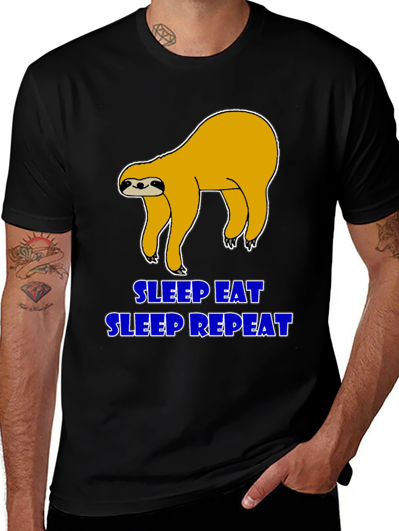 Sleep Eat Repeat Sloth Graphic T-Shirt