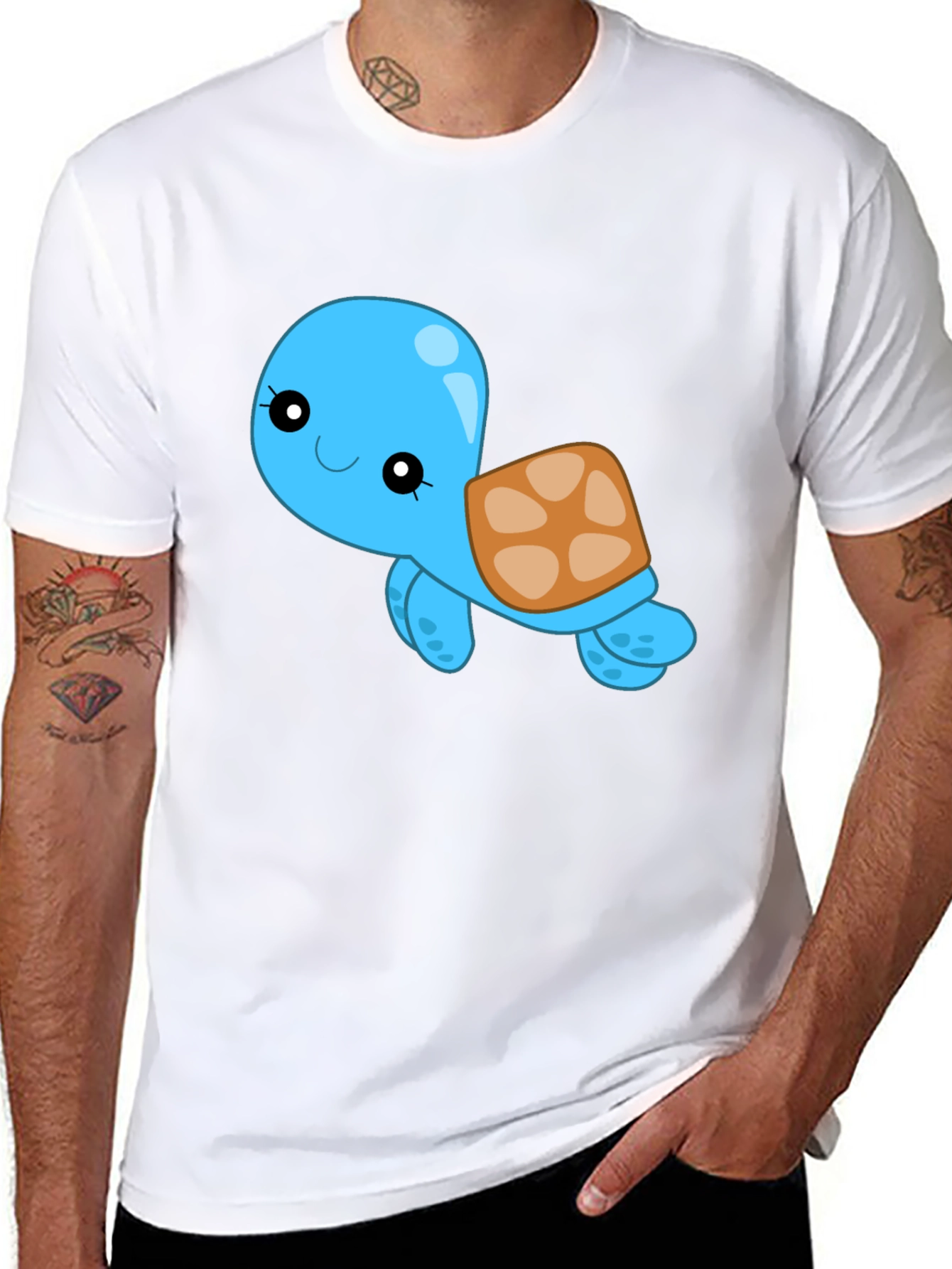 Cute Turtle Graphic Black T-Shirt