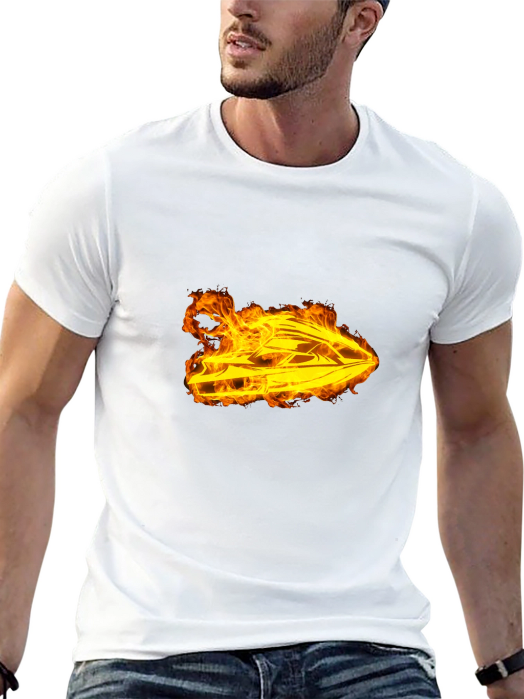 Fiery Jet Ski Graphic T-Shirt