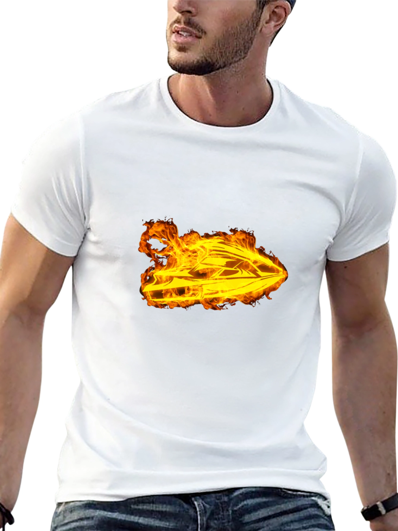 Fiery Jet Ski Graphic T-Shirt