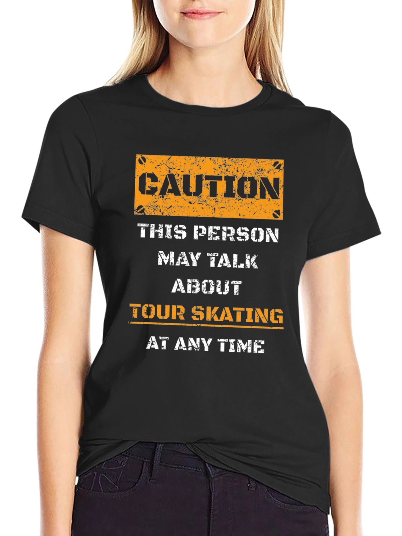 Caution Tour Skating T-Shirt - Novelty Graphic Tee
