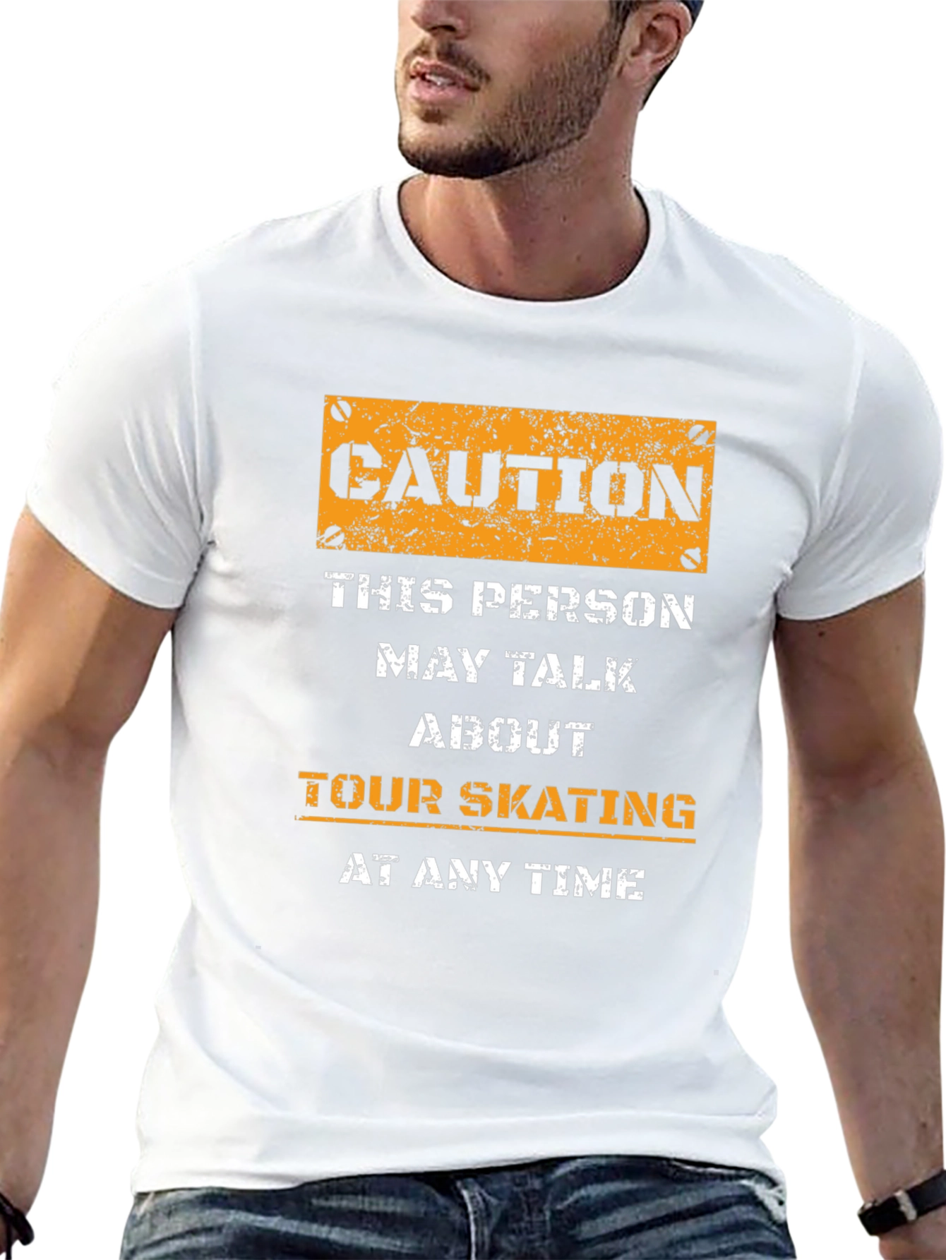 Caution Tour Skating T-Shirt - Novelty Graphic Tee