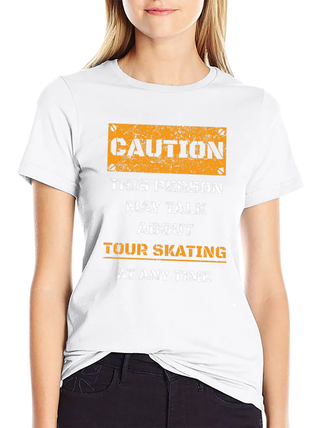 Caution Tour Skating T-Shirt - Novelty Graphic Tee
