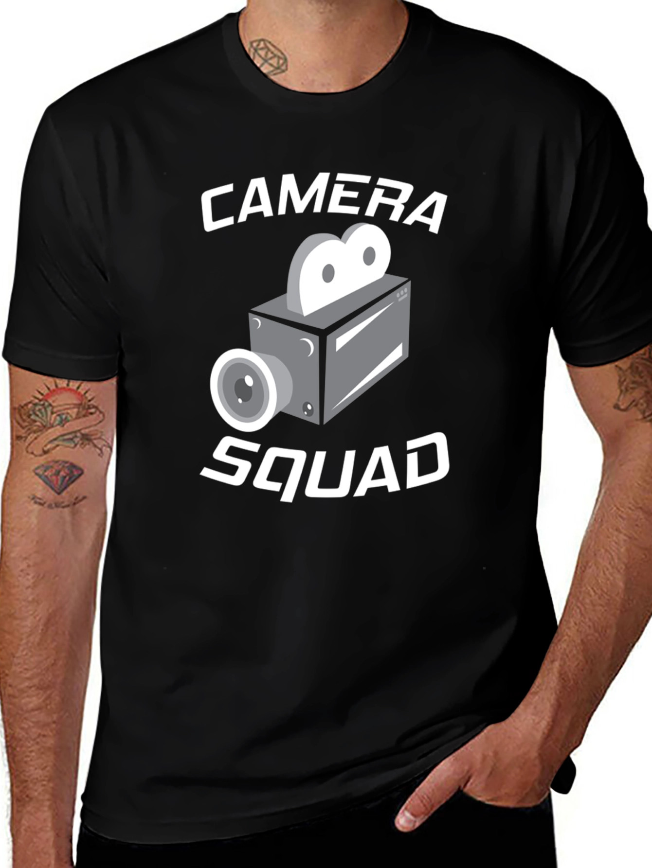 Camera Squad Graphic Tee - Black Short Sleeve T-Shirt