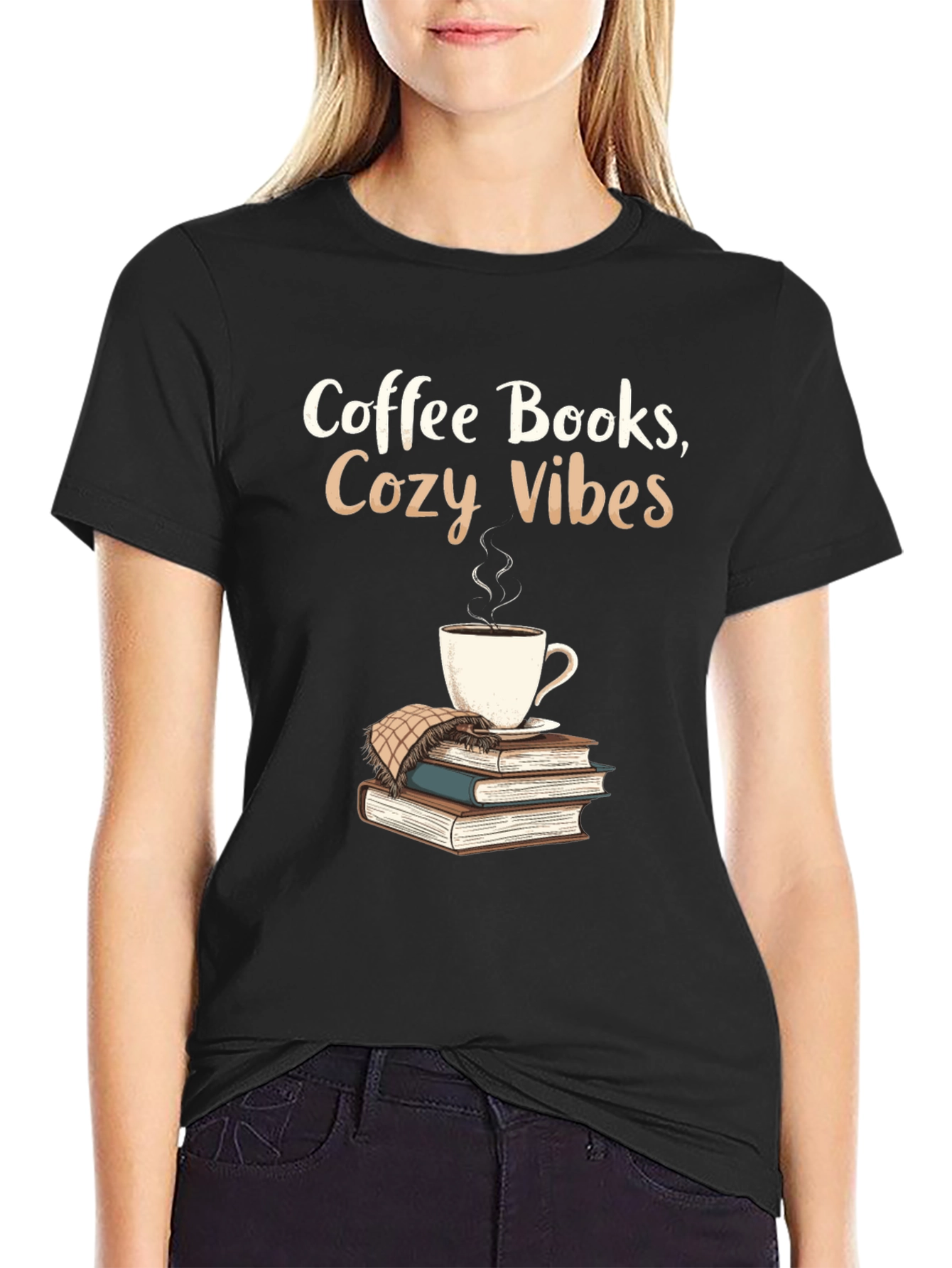 Coffee Books Cozy Vibes Graphic Tee