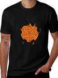 Halloween Spider Web Graphic Tee - Black