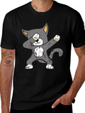 Dabbing Cat Graphic Tee - Trendy Unisex T-Shirt