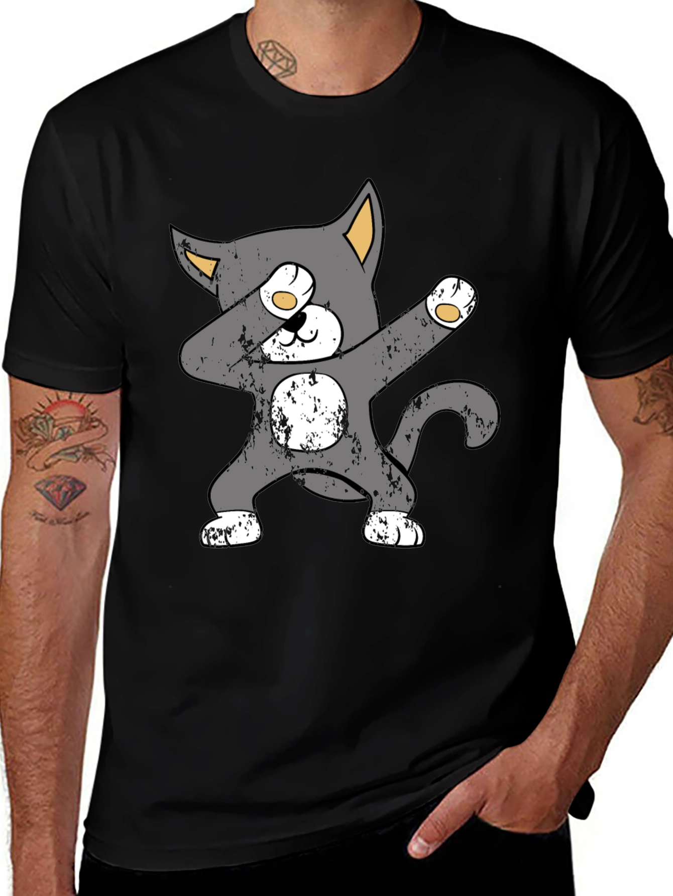Dabbing Cat Graphic Tee - Trendy Unisex T-Shirt