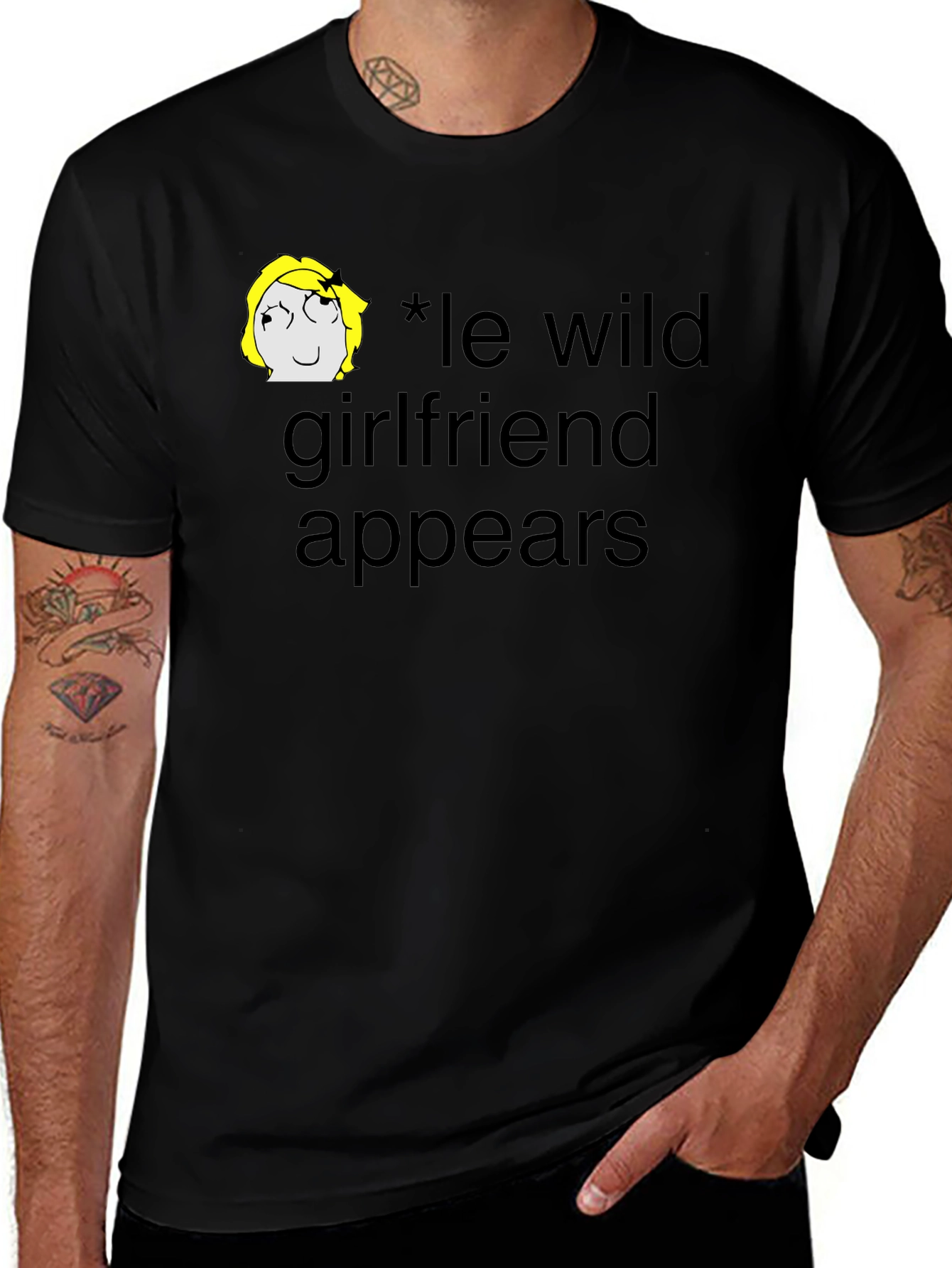 Le Wild Girlfriend Appears Black T-Shirt
