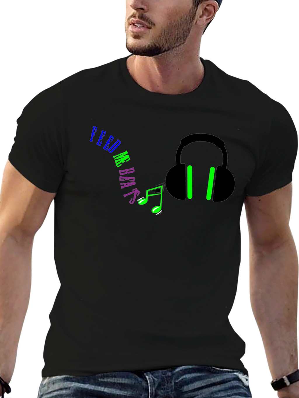 Feed Me Beats Black Graphic Tee