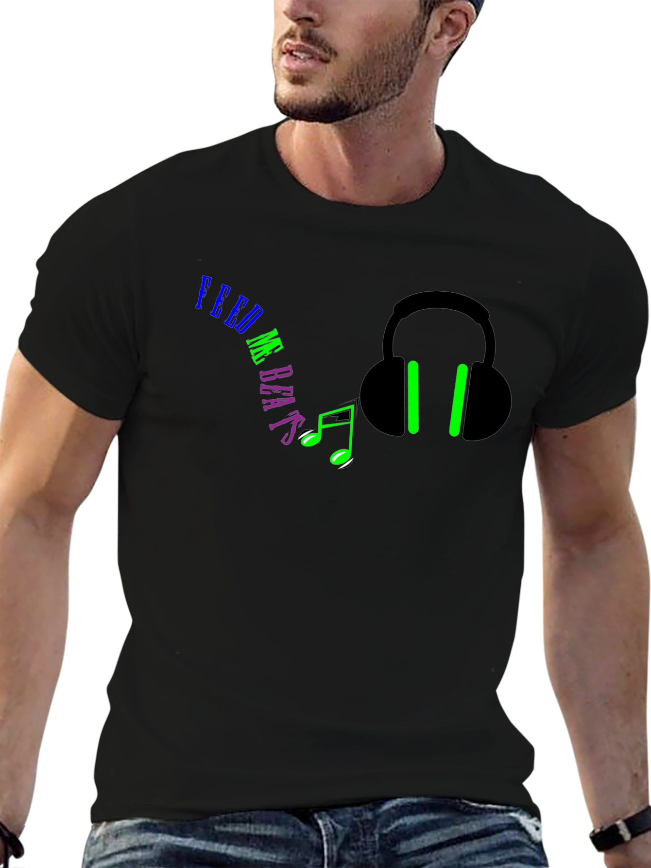 Feed Me Beats Black Graphic Tee