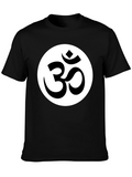 Om Symbol Graphic Tee - Black Cotton Blend Shirt