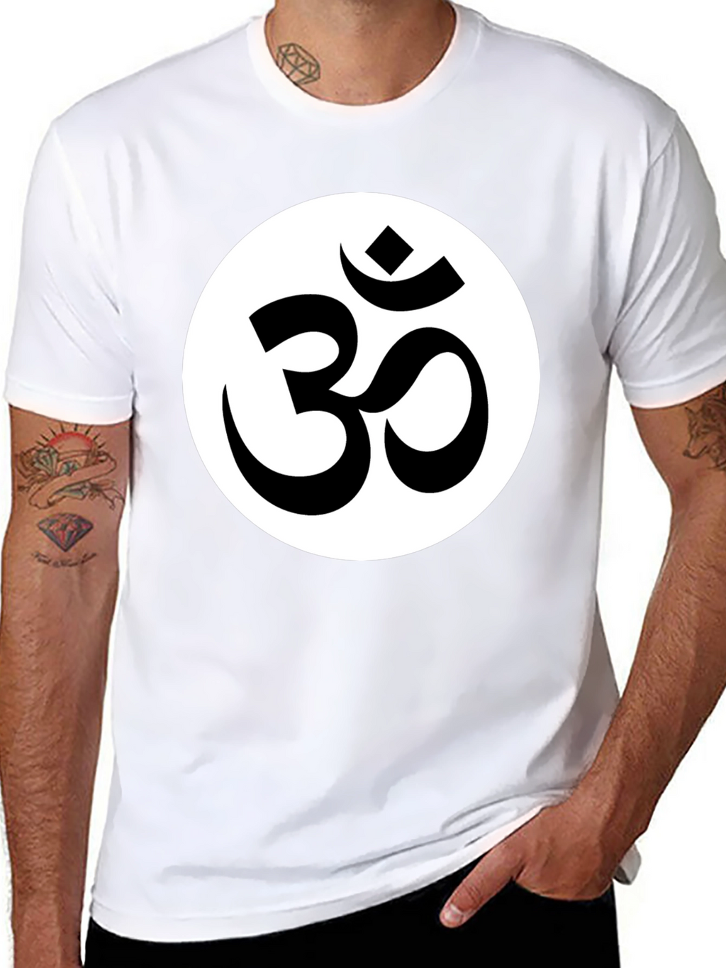 Om Symbol Graphic Tee - Black Cotton Blend Shirt