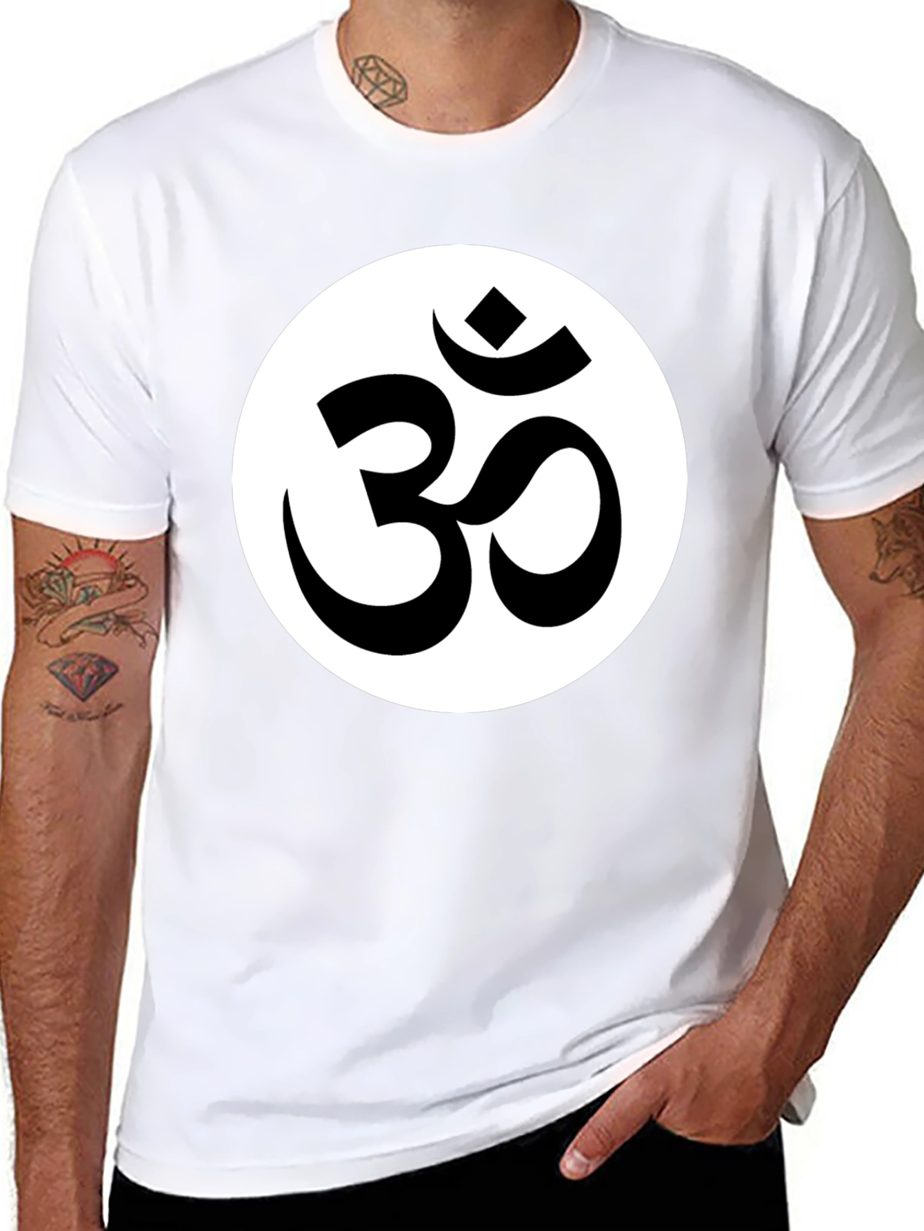 Om Symbol Graphic Tee - Black Cotton Blend Shirt
