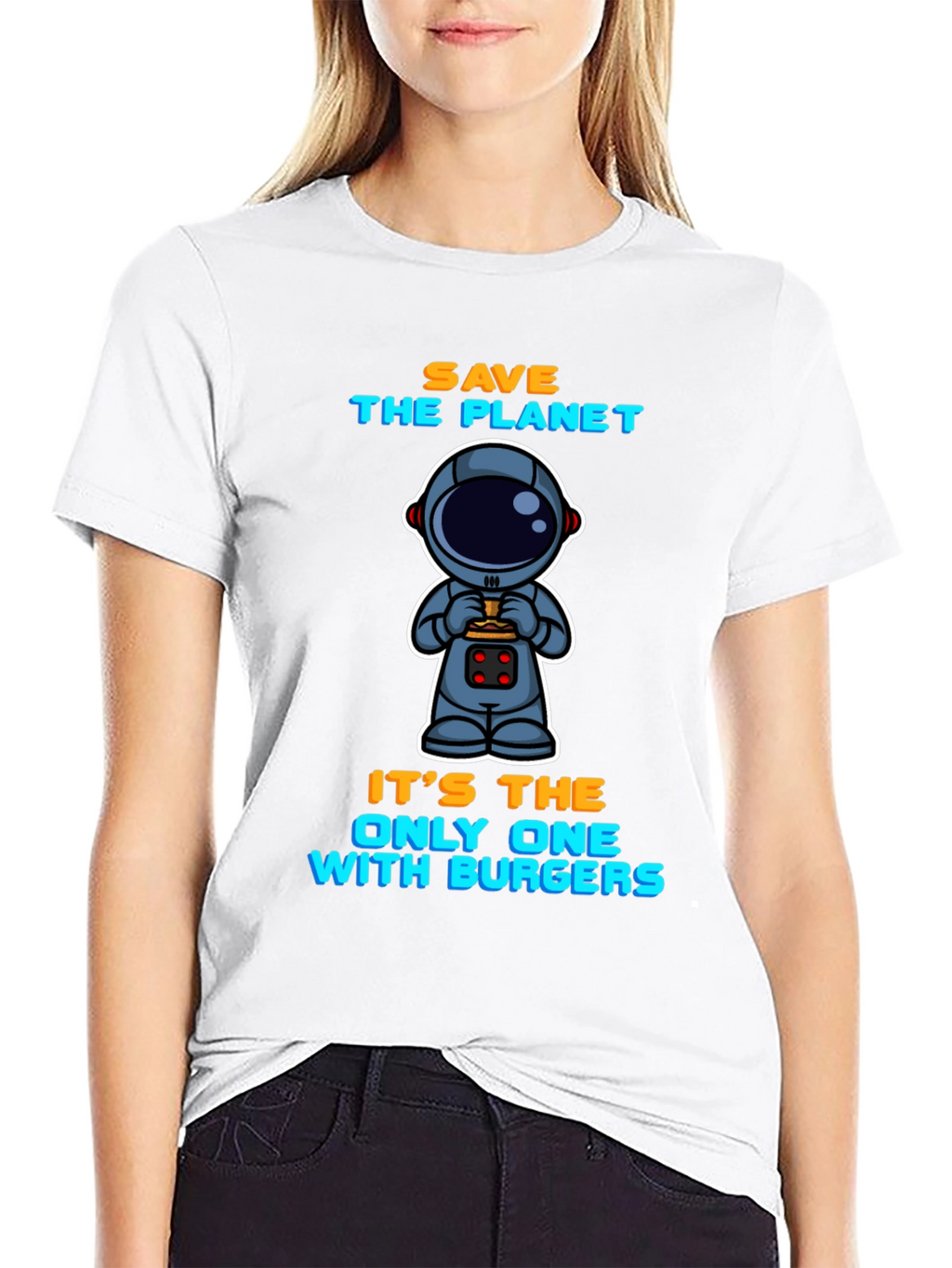 Save the Planet Burger Astronaut Graphic Tee