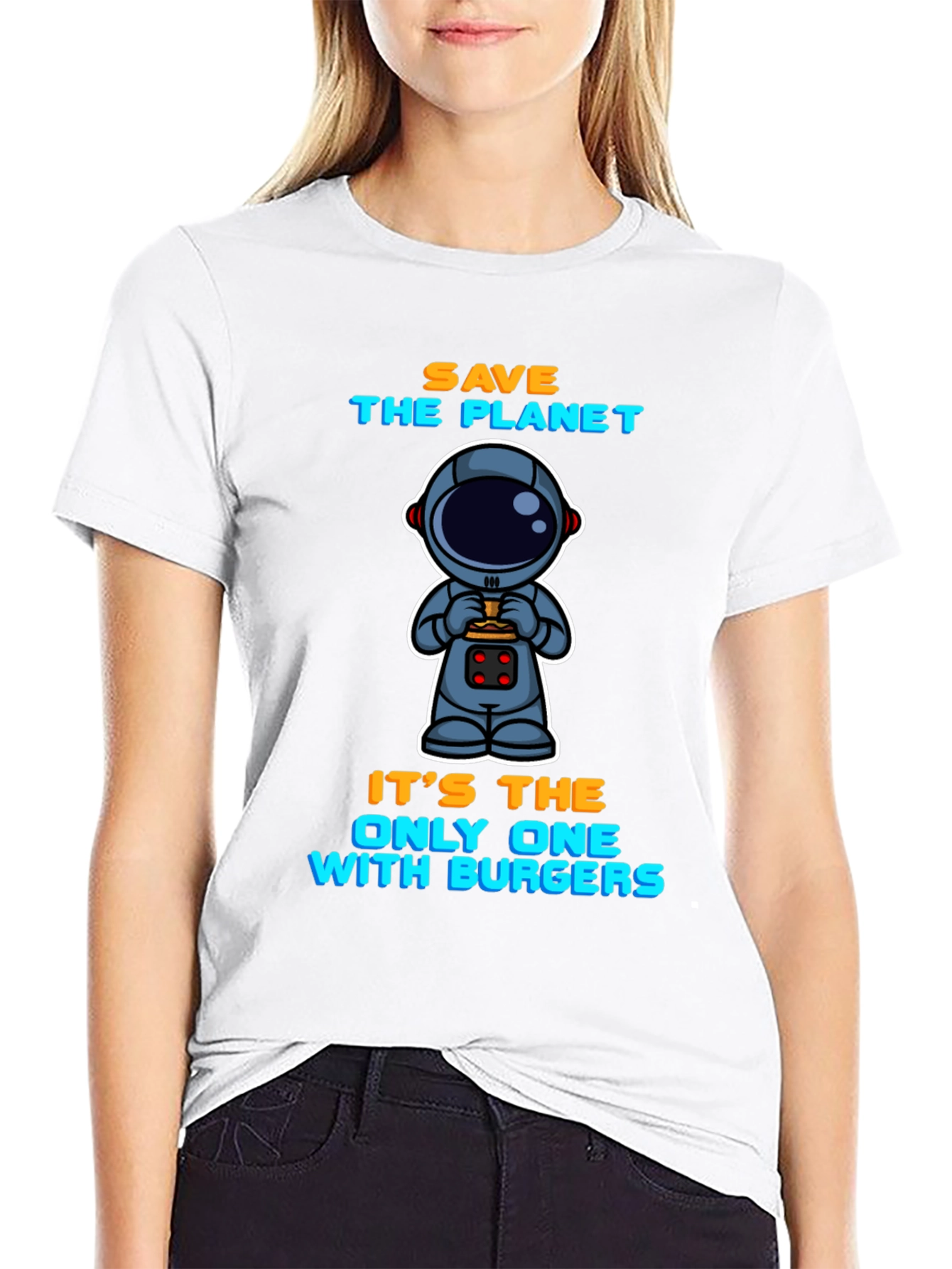 Save the Planet Burger Astronaut Graphic Tee