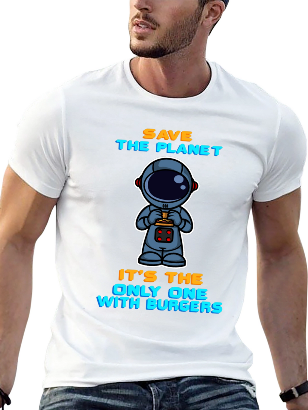 Save the Planet Burger Astronaut Graphic Tee