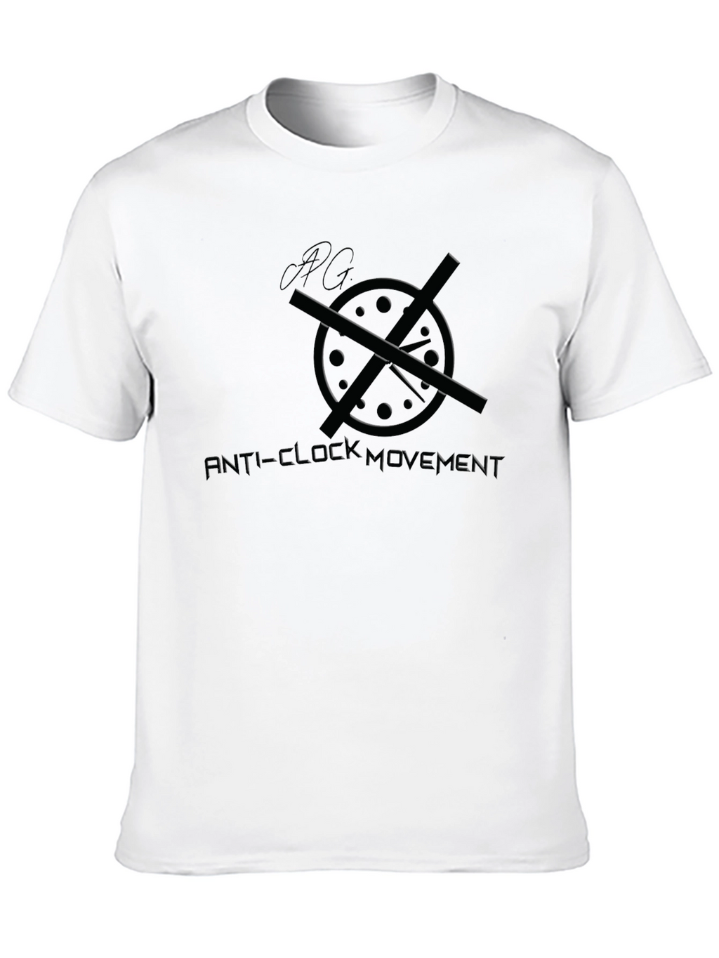 Anti-Clock Movement Graphic T-Shirt - Black