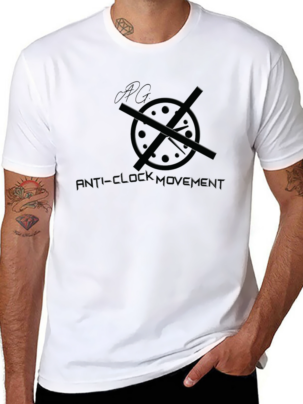 Anti-Clock Movement Graphic T-Shirt - Black