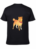 Shiba Inu Graphic Tee - Mens Black Crew Neck
