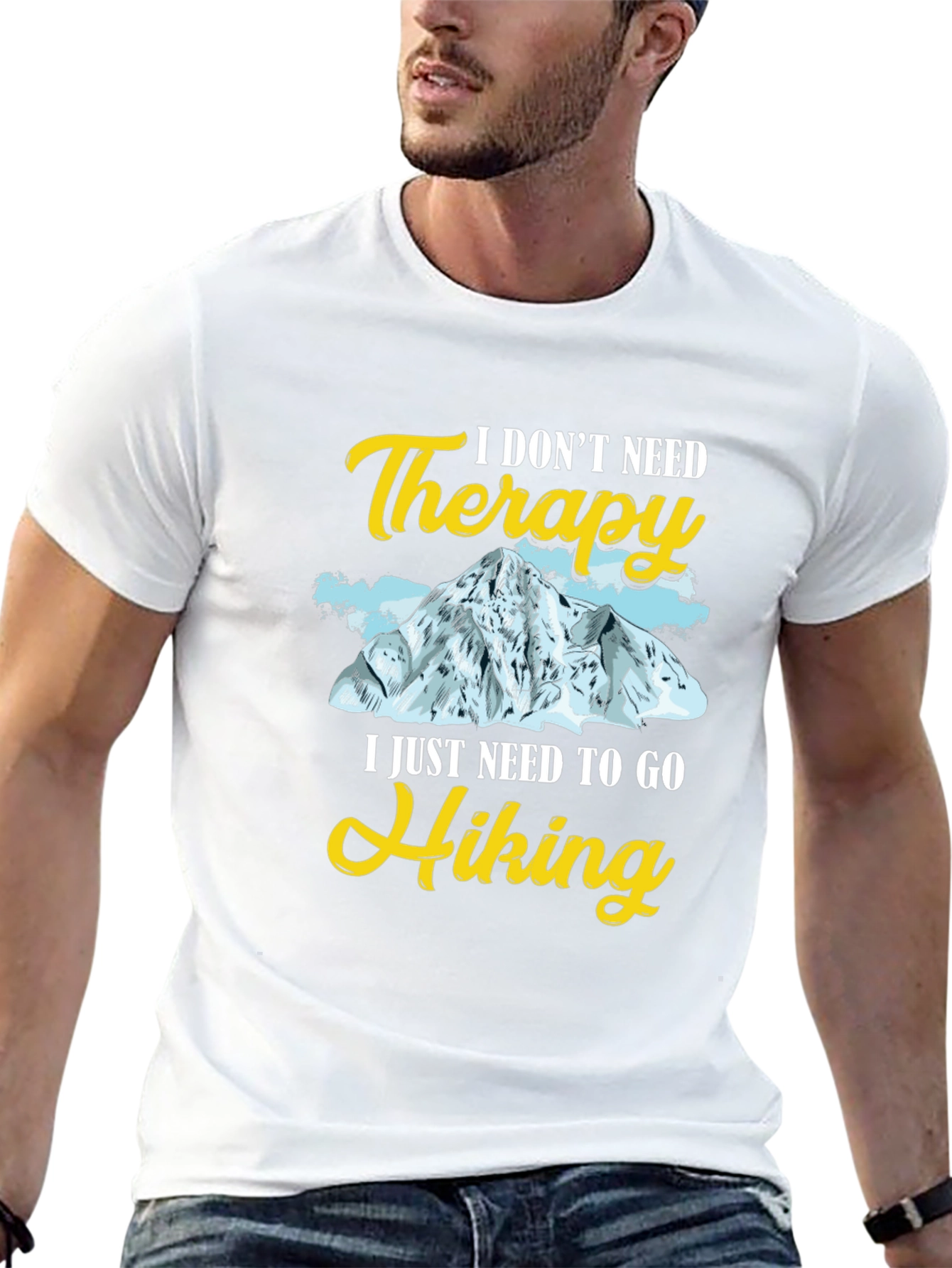 Hiking Therapy Graphic Tee - Black Cotton T-Shirt