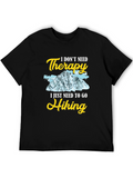 Hiking Therapy Graphic Tee - Black Cotton T-Shirt