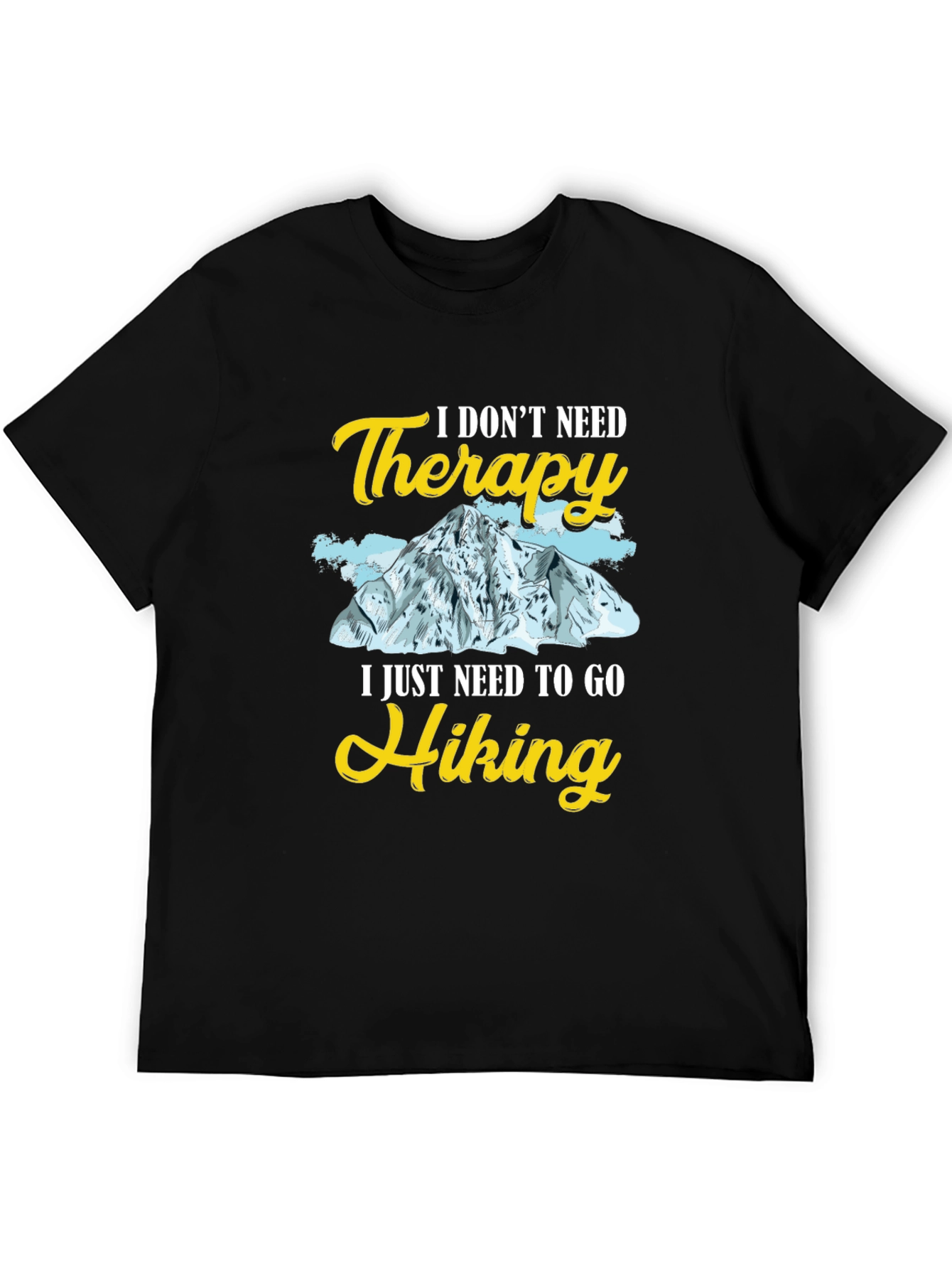 Hiking Therapy Graphic Tee - Black Cotton T-Shirt