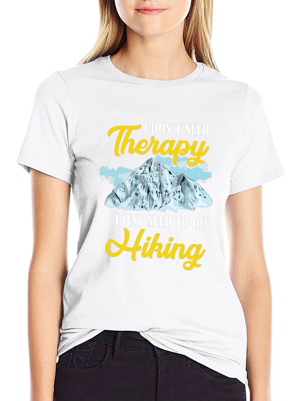 Hiking Therapy Graphic Tee - Black Cotton T-Shirt