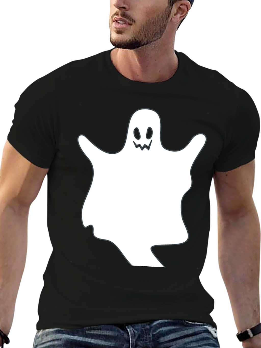 Spooky Ghost Graphic Black T-Shirt