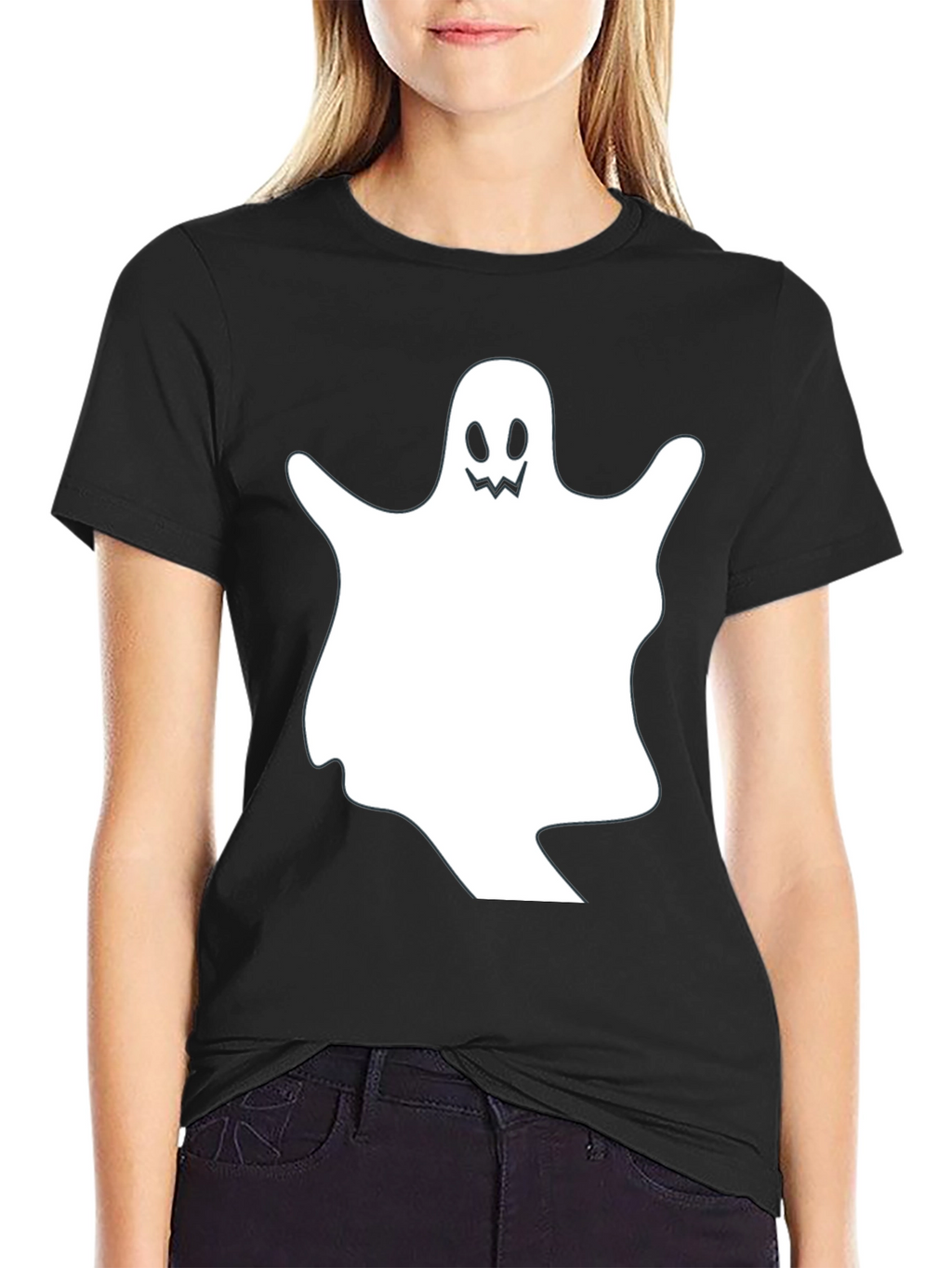 Spooky Ghost Graphic Black T-Shirt