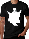 Spooky Ghost Graphic Black T-Shirt