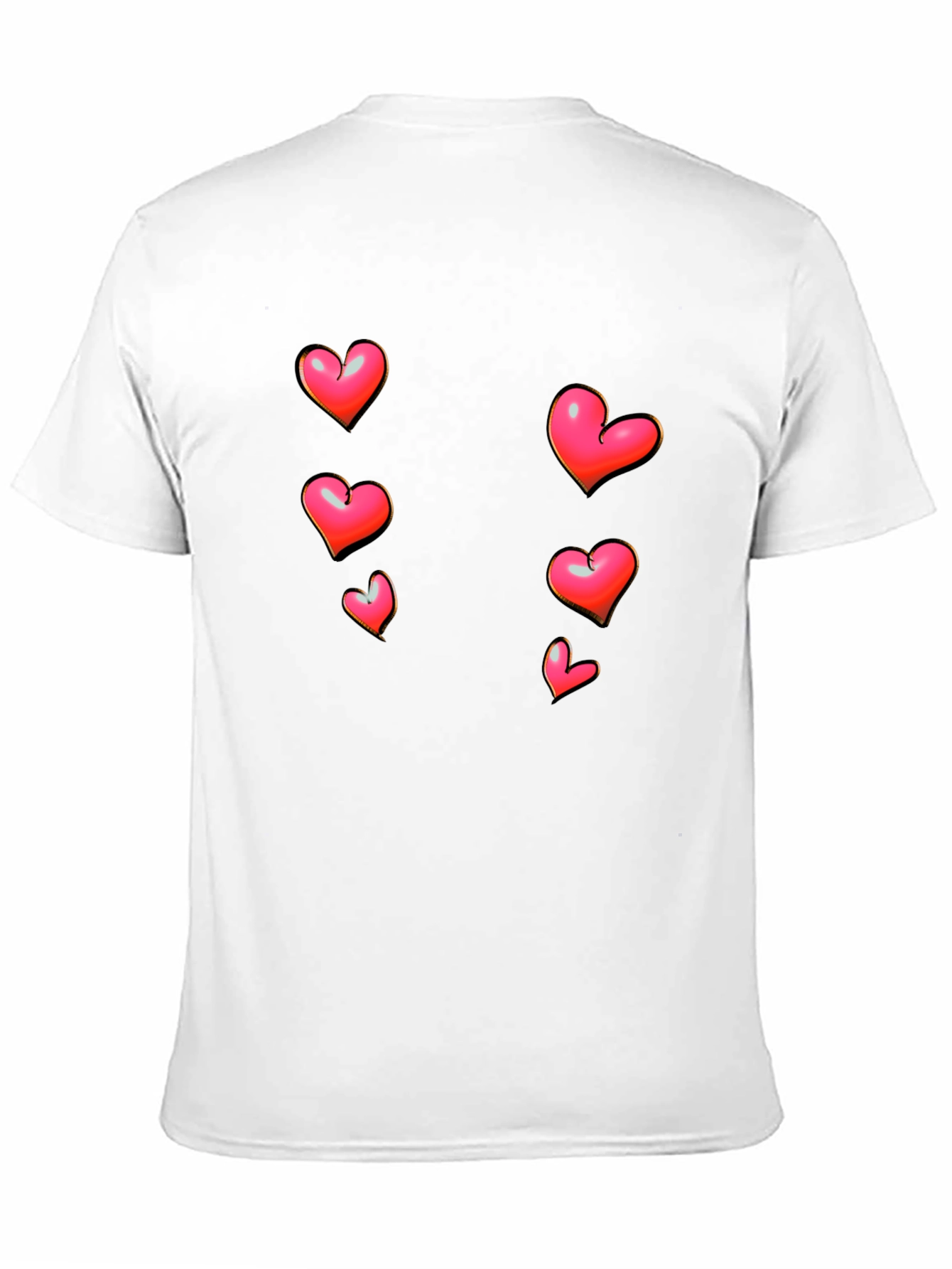 Heart Print Black Casual T-Shirt