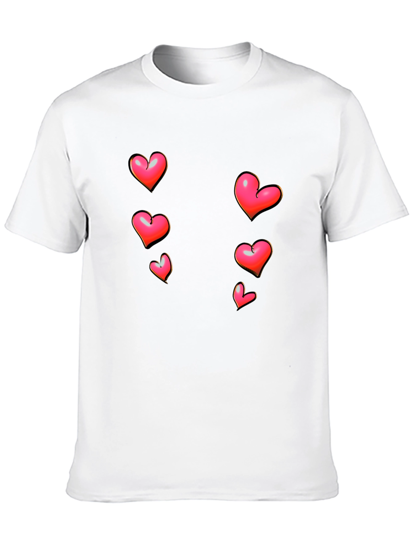 Heart Print Black Casual T-Shirt