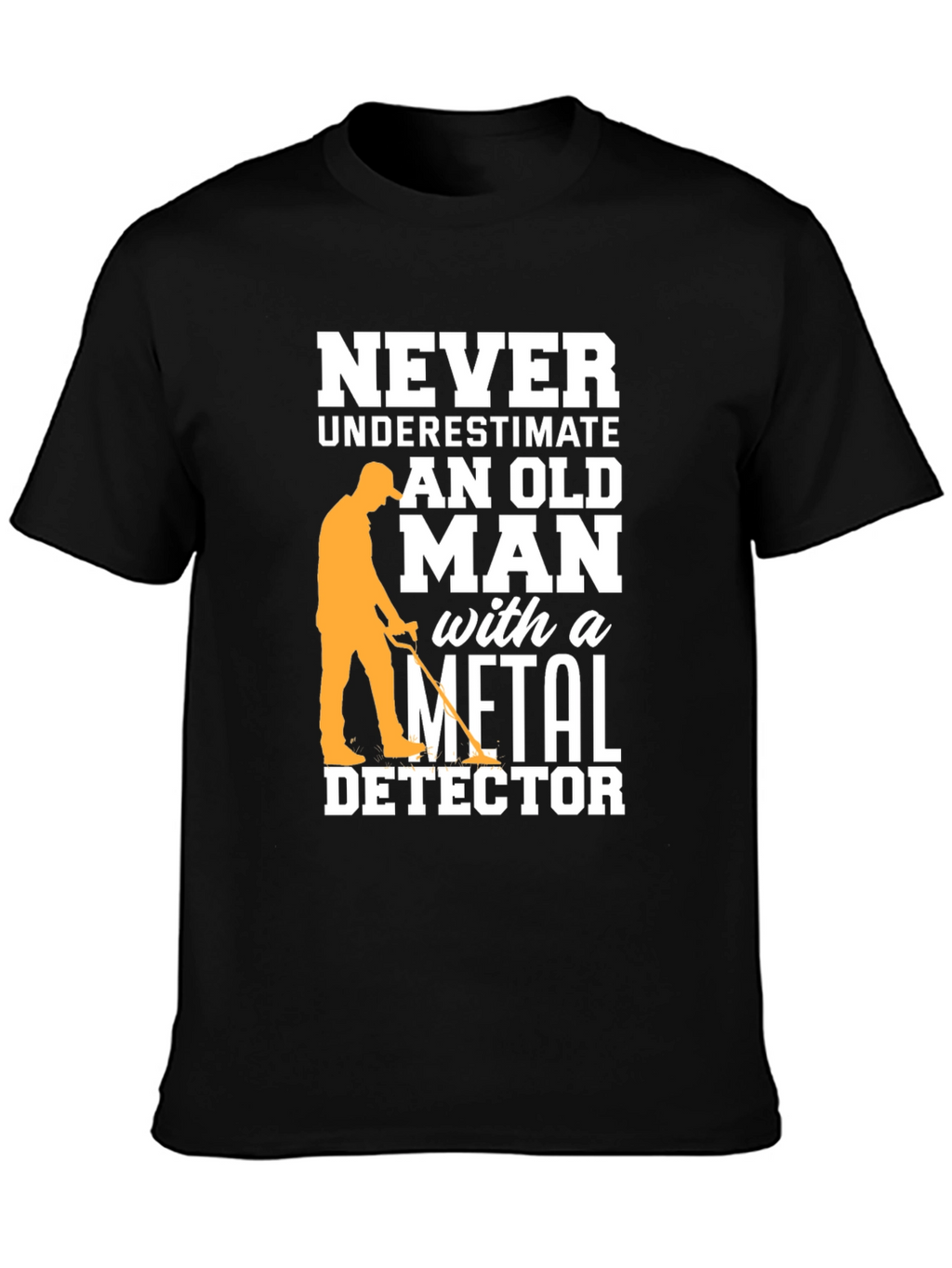 Funny Metal Detector Old Man Black T-Shirt