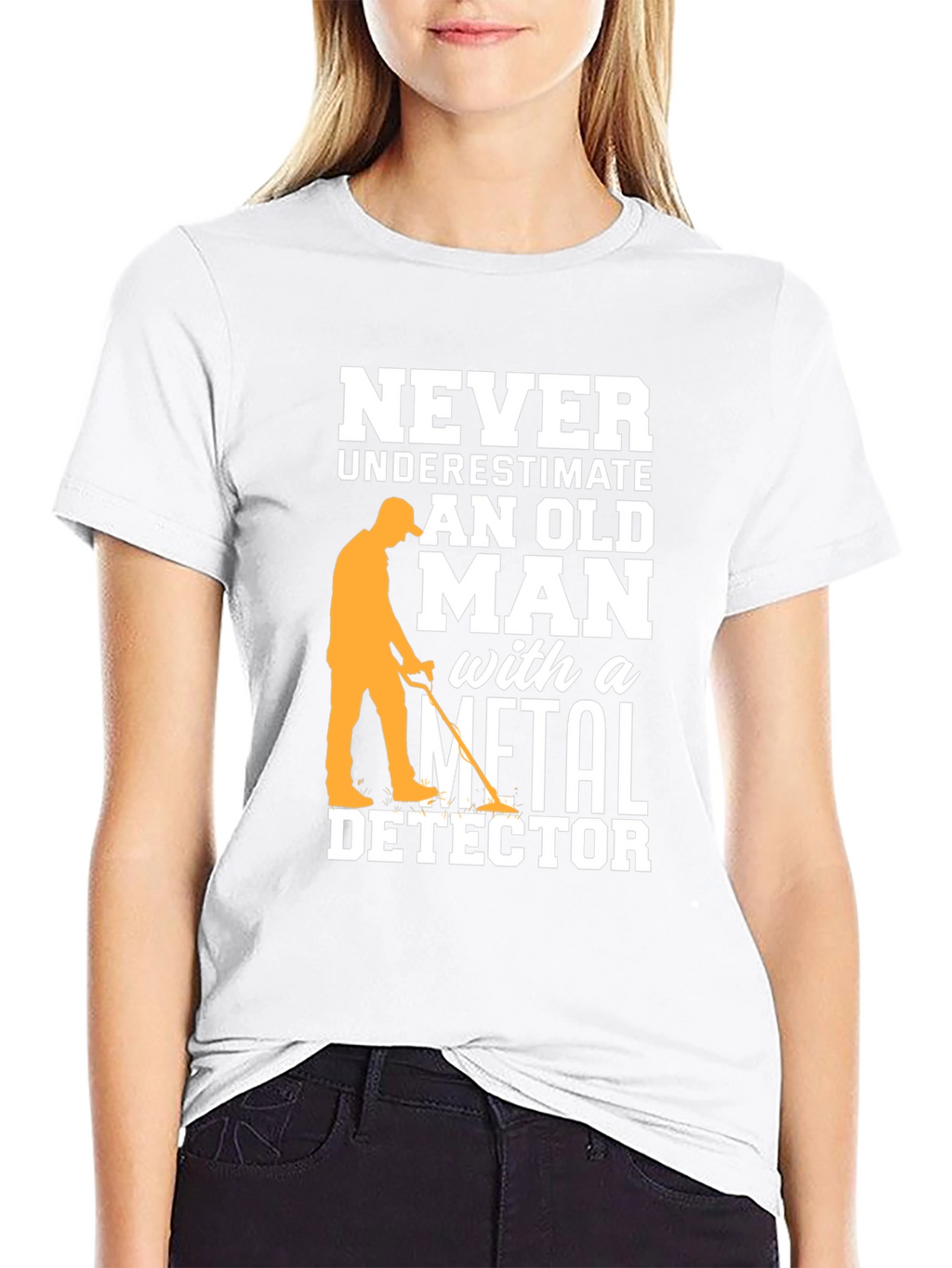 Funny Metal Detector Old Man Black T-Shirt