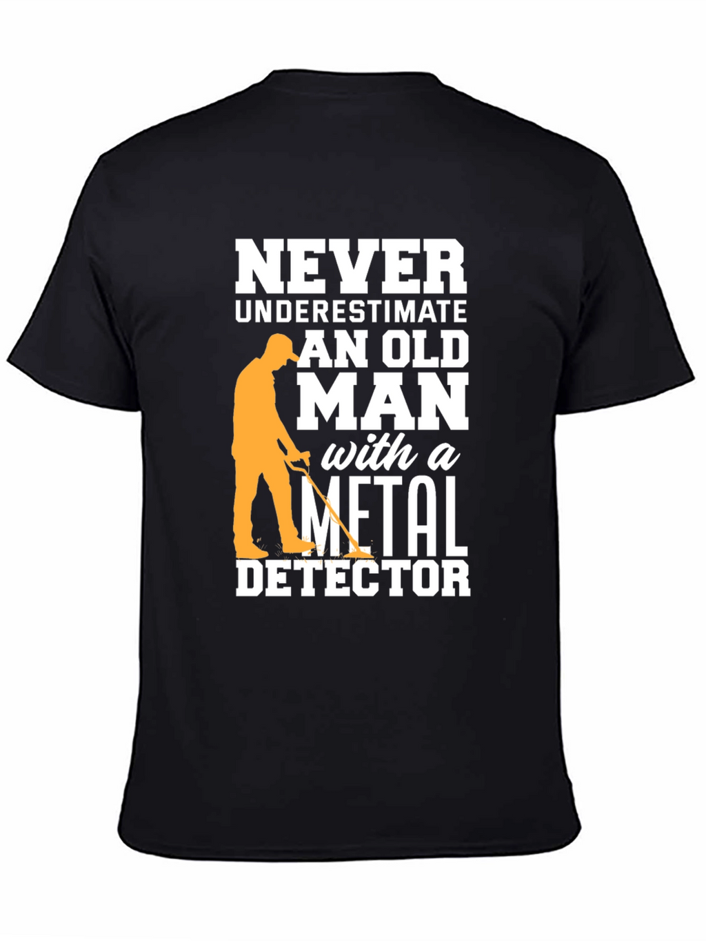 Funny Metal Detector Old Man Black T-Shirt